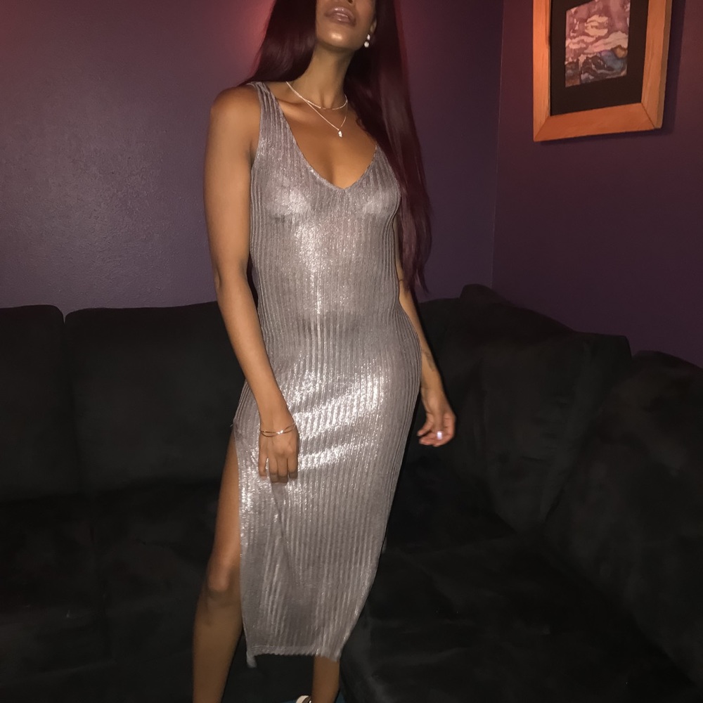 Split metallic dress by flynation